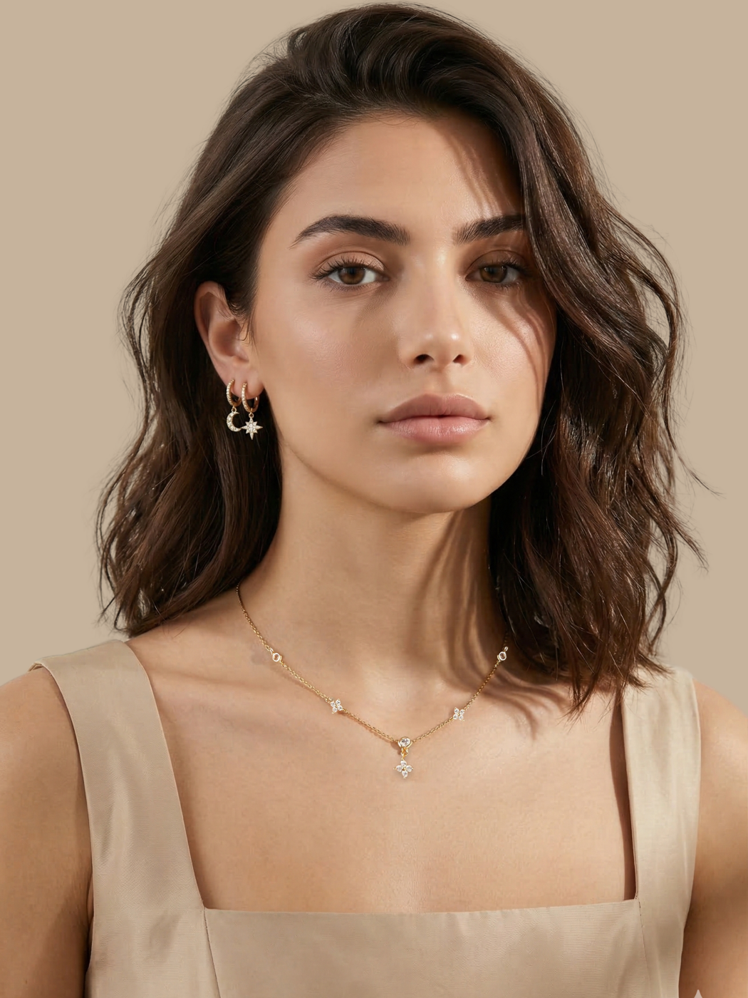 stella crescent & star earrings