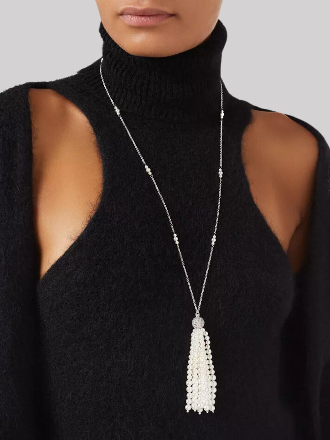 selina pearl tassel necklace
