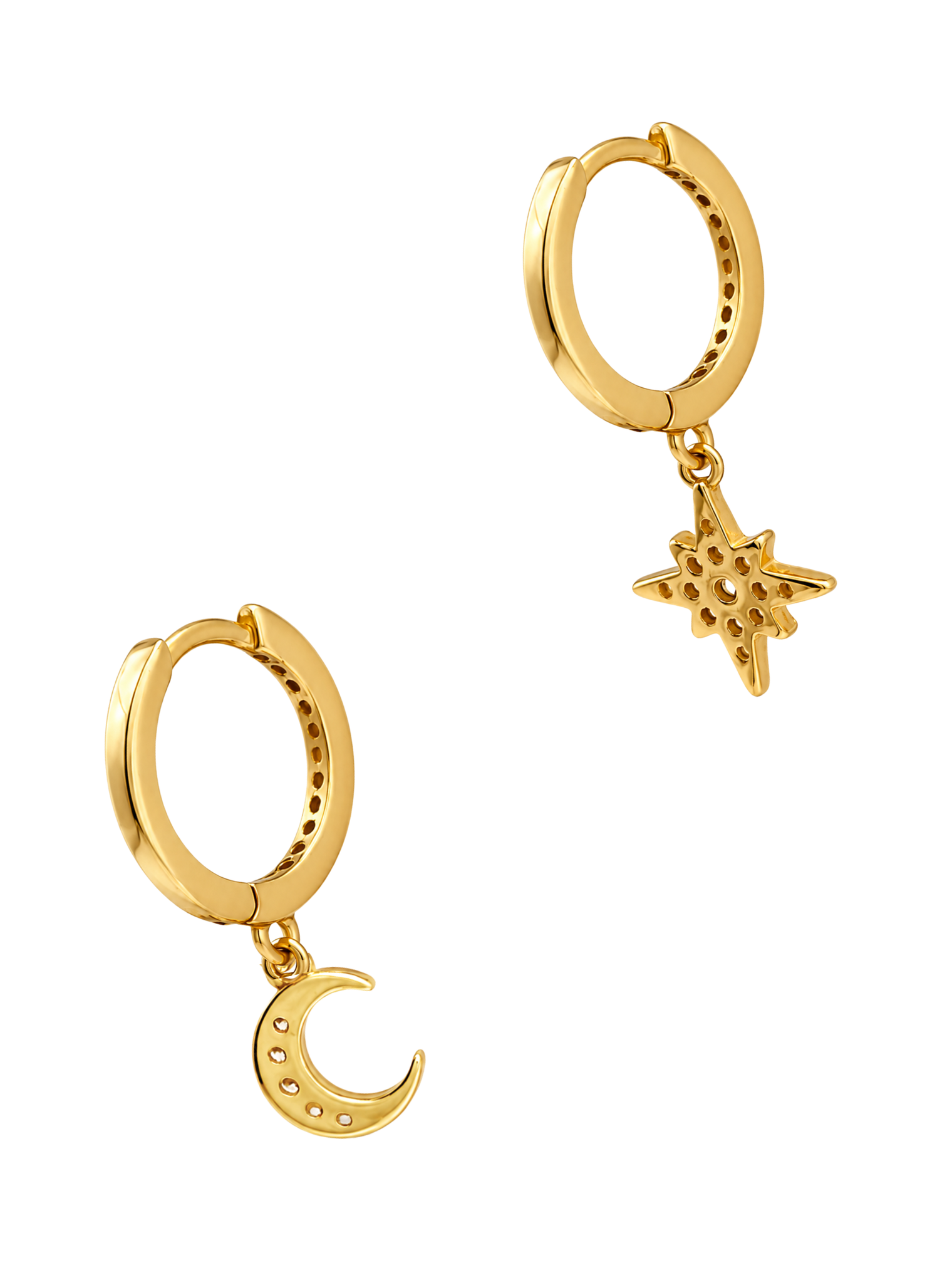 stella crescent & star earrings