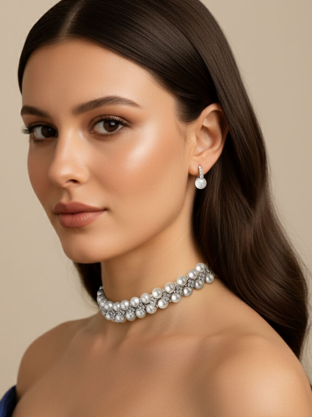 bianca pearl huggie hoop earrings