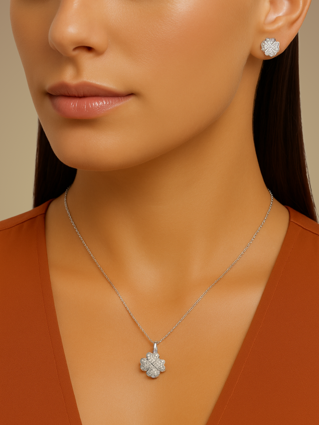 cara clover pendant necklace set