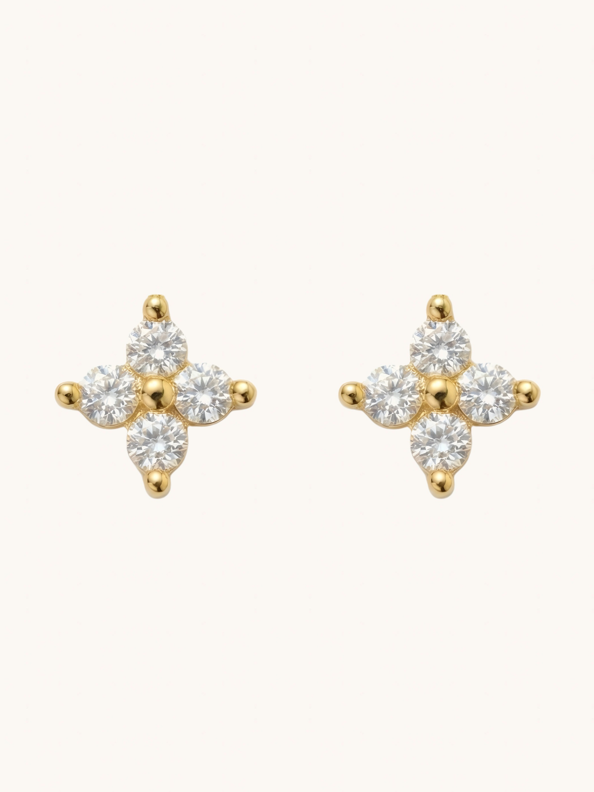 Irene star stud earrings in 18k gold plated sterling silver with cubic zirconia