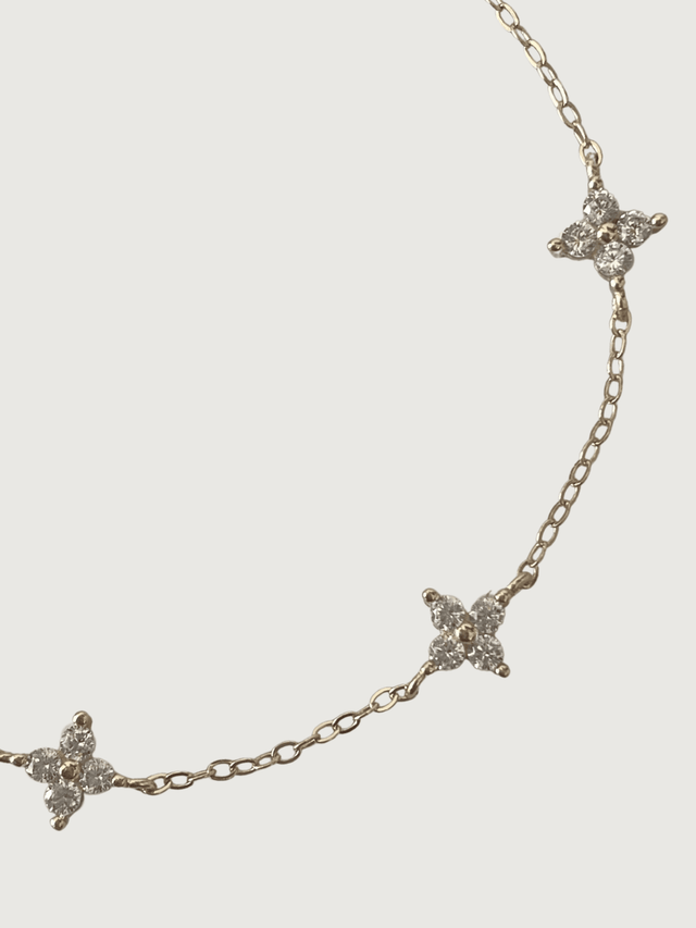 Closeup of Irene Star Charm Bracelet in 925 Sterling Silver Adjustable Length Metal 7.5 inches 1.3gms