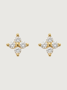 Front View of Irene Star Stud Earrings in 18K Gold Plated Sterling Silver Jewelry for Pierced Ears 18k 925 0.6gms