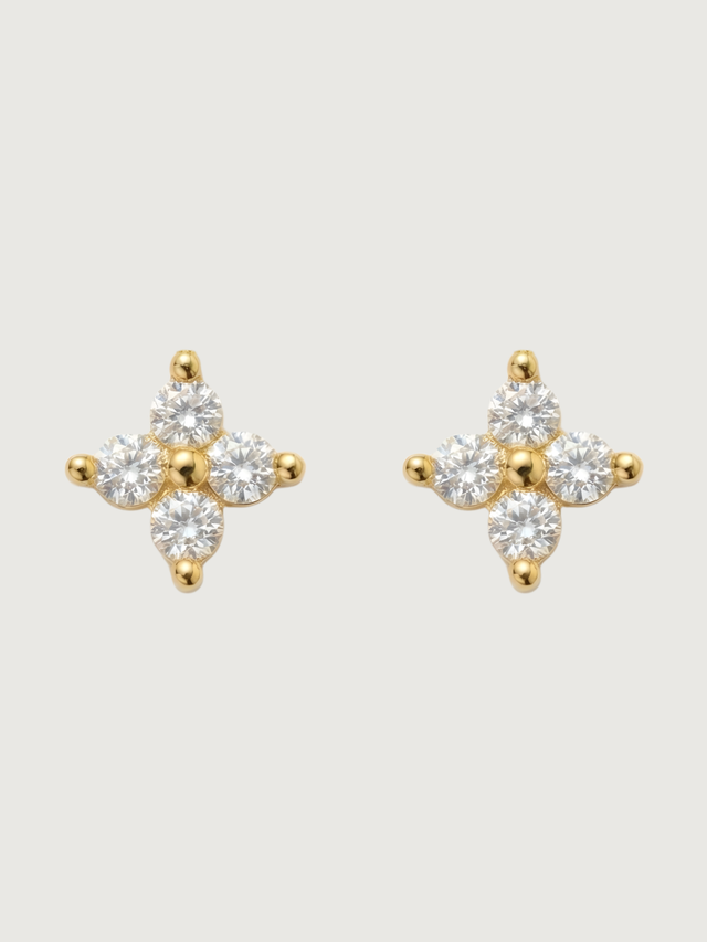 Front View of Irene Star Stud Earrings in 18K Gold Plated Sterling Silver Jewelry for Pierced Ears 18k 925 0.6gms
