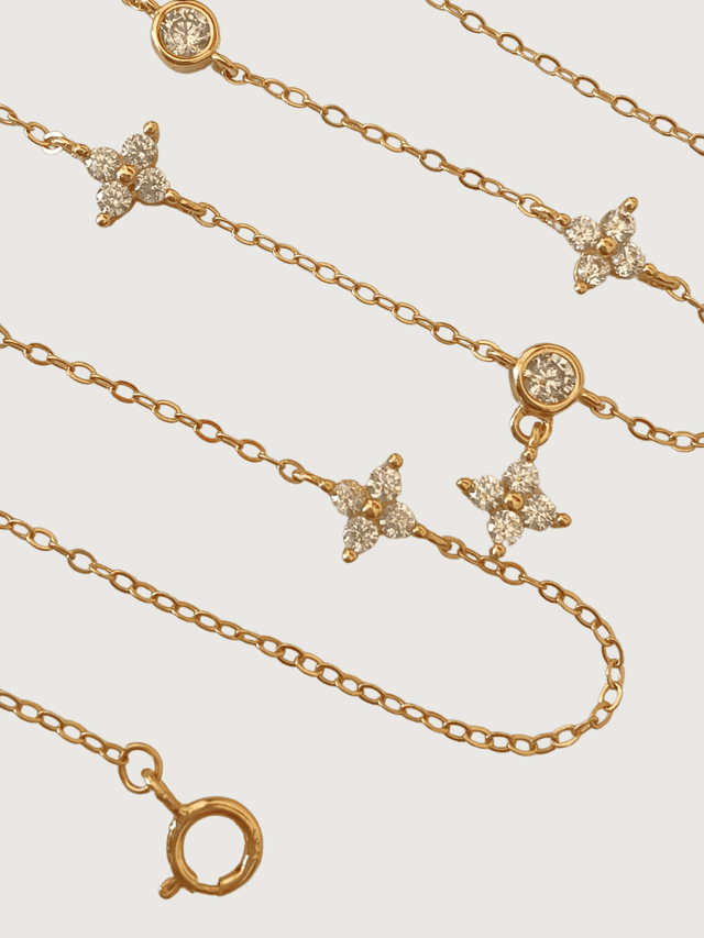 Rear View of Irene Star Charm Necklace in 18K Gold Plated Sterling Silver Adjustable Length 18k 925 Metal 17 inches 2.3gms