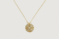 Front View of Cara Heart Clover Versatile Pendant Necklace in 18k Gold Plated Sterling Silver Adjustable Length 925 Metal 16 inches 3gms