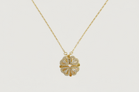 Front View of Cara Heart Clover Versatile Pendant Necklace in 18k Gold Plated Sterling Silver Adjustable Length 925 Metal 16 inches 3gms
