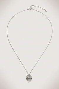 Rear View of Cara Heart Clover Versatile Pendant Necklace in Sterling Silver Adjustable Length 925 Metal 16 inches 3gms