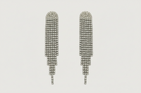 Front View of Sally Shimmer Earrings in Rhodium Plated Metal Jewelry for Pierced Ears Copper 925 Sterling Silver Stone One Size 11gms