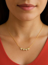Alternate View of Model Wearing Cara Heart Clover Versatile Pendant Necklace in 18k Gold Plated Sterling Silver Adjustable Length 925 Metal 16 inches 3gms