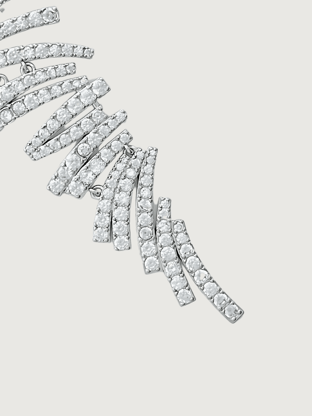 Closeup of Ayla Chandelier Earrings Jewelry for Pierced Ears Rhodium Plated Copper 925 Sterling Silver Metal Stone One Size 18gms