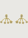 Front View of Jia Ear Jacket Earrings in 18K Gold Plated Sterling Silver Jewelry for Pierced Ears 18k 925 Metal 2 cm 2.1gms