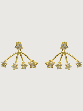 Front View of Jia Ear Jacket Earrings in 18K Gold Plated Sterling Silver Jewelry for Pierced Ears 18k 925 Metal 2 cm 2.1gms