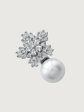 Closeup of Blanca Pearl Earrings in Rhodium Plated Copper and Sterling Silver Jewelry for Pierced Ears 925 Metal Stone One Size 6.4gms