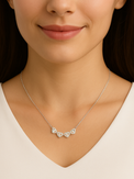 Alternate View of Model Wearing Cara Heart Clover Versatile Pendant Necklace in Sterling Silver Adjustable Length 925 Metal 16 inches 3gms