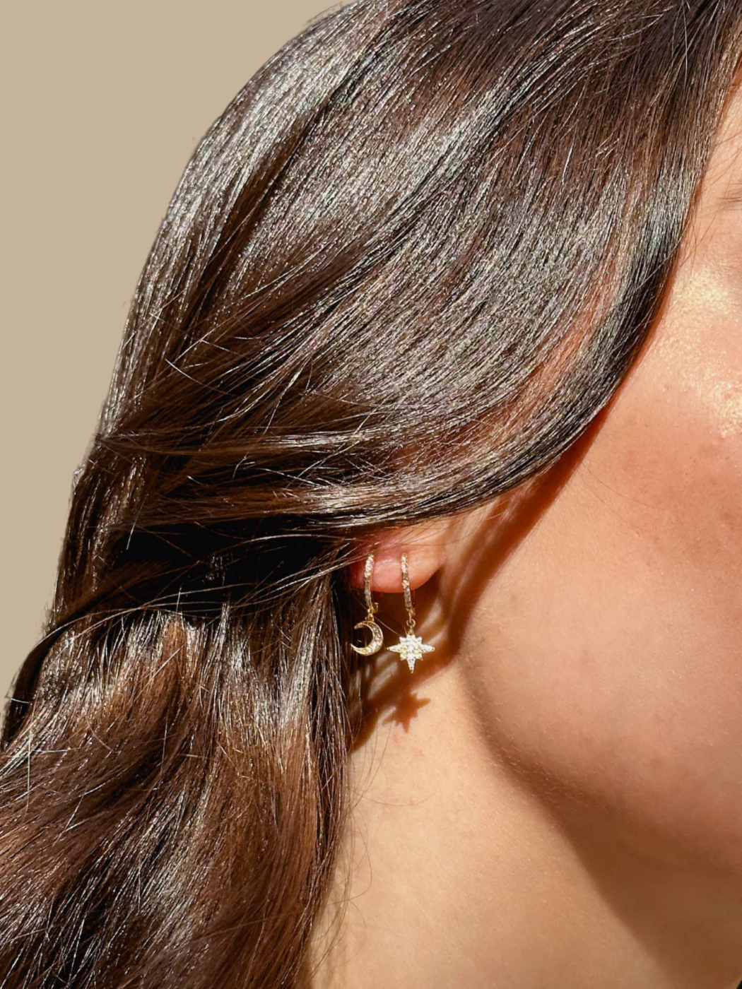 stella crescent & star earrings