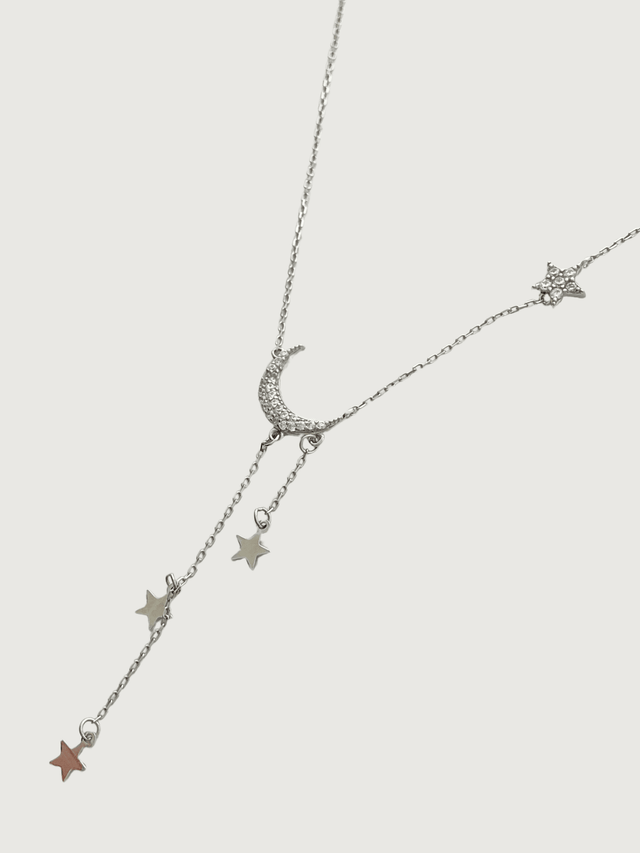 Closeup of Alia Lariat Necklace 925 Sterling Silver Adjustable Length Metal One Size 2.1gms