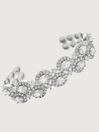Closeup of Orina Cuff Bangle Bracelet in Rhodium Plated Metal Comfort Fit Copper 15 cm 17.7gms Mix