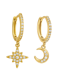 stella crescent & star earrings