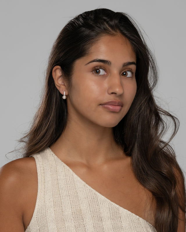 Bianca Pearl Huggie Hoop Earrings
