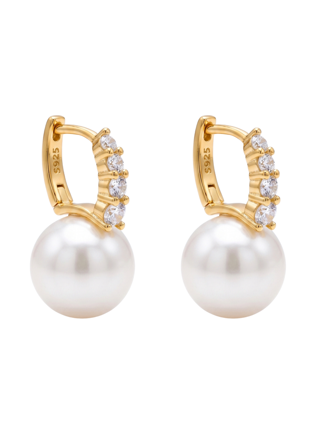 bianca pearl huggie hoop earrings