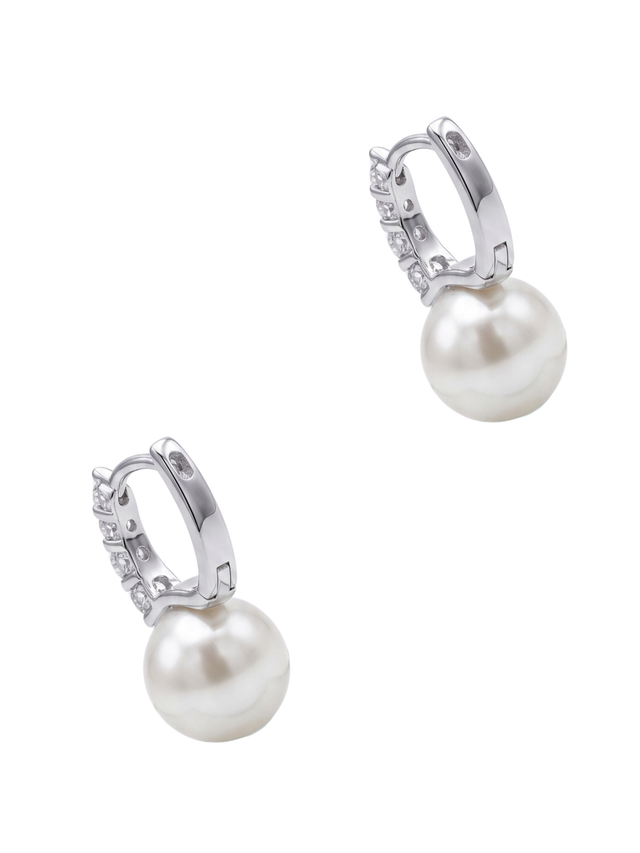 bianca pearl huggie hoop earrings