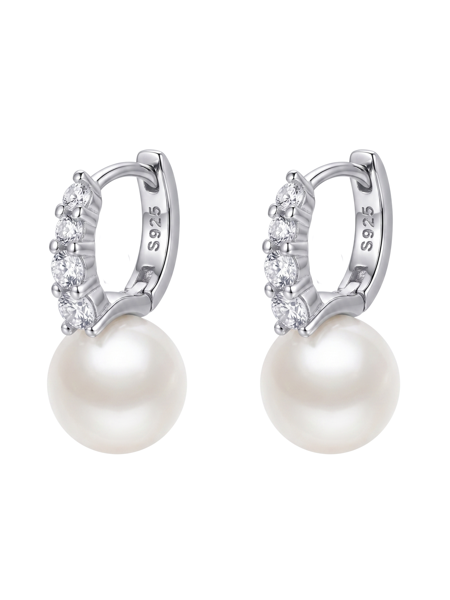 bianca pearl huggie hoop earrings