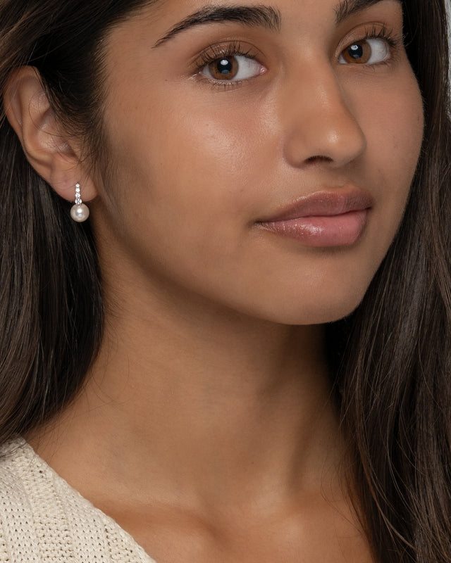 Bianca Pearl Huggie Hoop Earrings