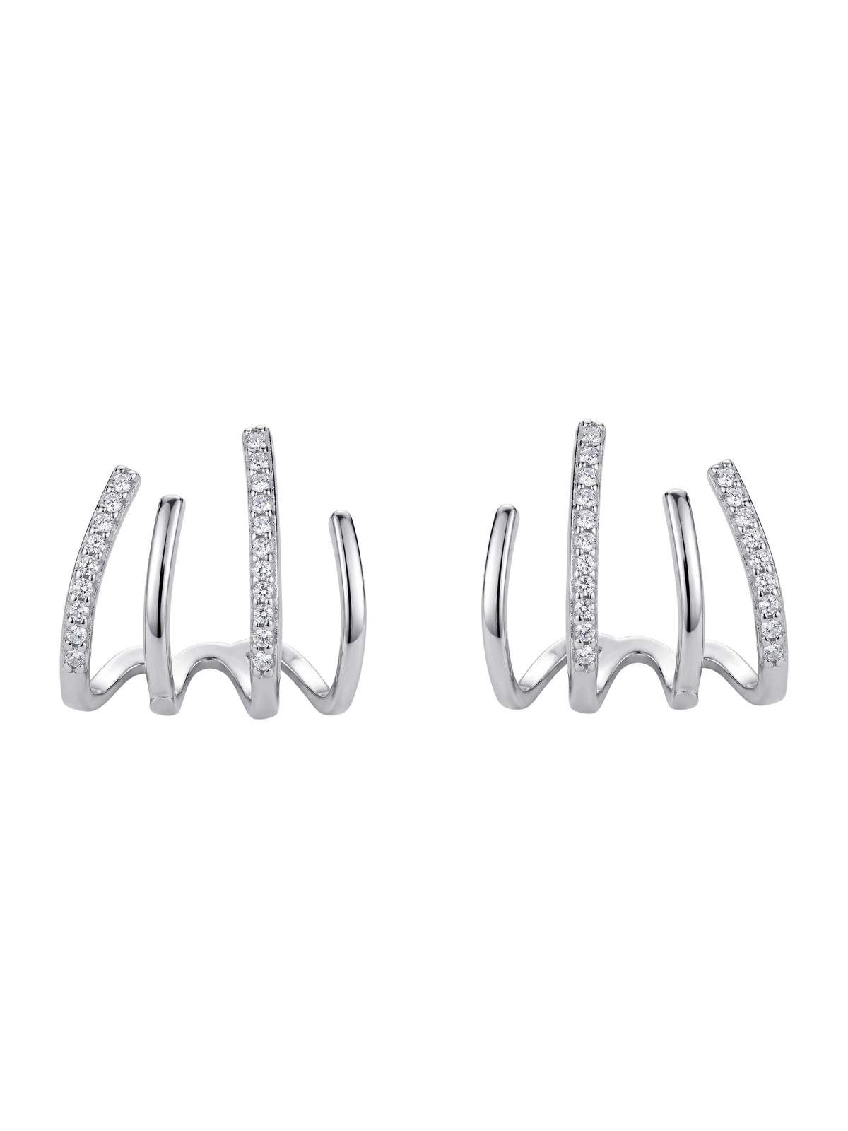 The Jewels Jar Carla claw earrings in 925 sterling silver with pave cubic zirconia claw bars