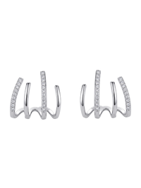 The Jewels Jar Carla claw earrings in 925 sterling silver with pave cubic zirconia claw bars