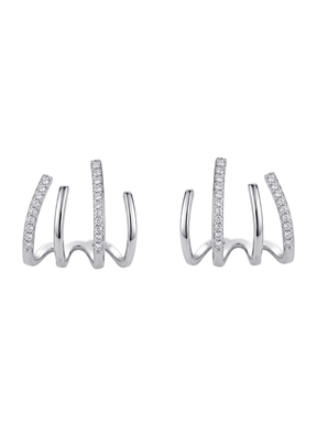 The Jewels Jar Carla claw earrings in 925 sterling silver with pave cubic zirconia claw bars