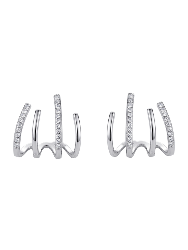 The Jewels Jar Carla claw earrings in 925 sterling silver with pave cubic zirconia claw bars
