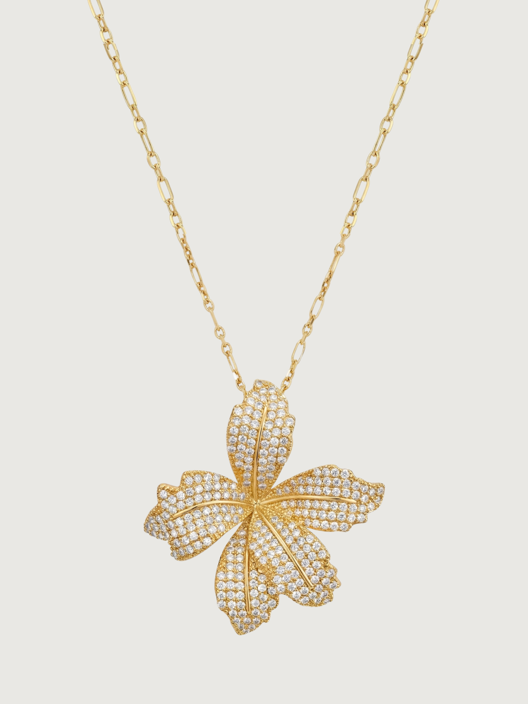 Front View of Orchid Bloom Brooch in 18k Gold Plated Metal Comfort Fit 18K Brass 925 Sterling Silver One Size