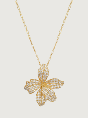 Front View of Orchid Bloom Brooch in 18k Gold Plated Metal Comfort Fit 18K Brass 925 Sterling Silver One Size
