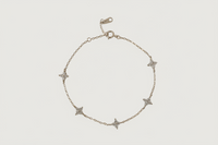 Front View of Irene Star Charm Bracelet in 925 Sterling Silver Adjustable Length Metal 7.5 inches 1.3gms