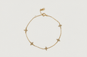 Front View of Irene Star Charm Bracelet in 18K Gold Plated Sterling Silver Adjustable Length 18k 925 Metal Stone 7.5 inches 1.4gms
