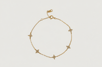 Front View of Irene Star Charm Bracelet in 18K Gold Plated Sterling Silver Adjustable Length 18k 925 Metal Stone 7.5 inches 1.4gms