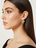 Model Wearing Orchid Bloom Stud Earrings 18k gold Plated Jewelry for Pierced Ears Gold 925 Sterling Silver One Size 9.5gms