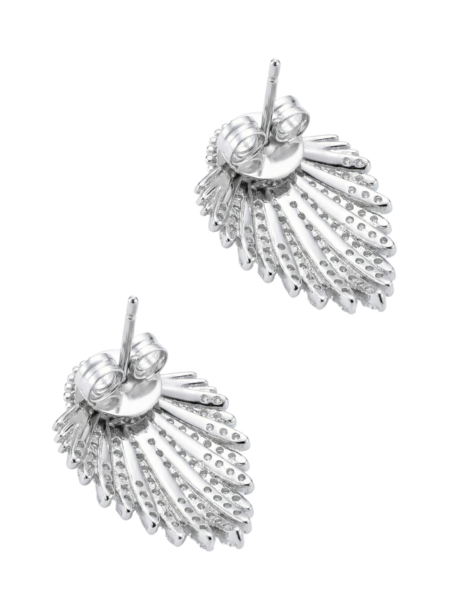 Angled view of the Evelyn pearl earrings showing the bullet back posts