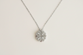 Front View of Cara Heart Clover Versatile Pendant Necklace in Sterling Silver Adjustable Length 925 Metal 16 inches 3gms