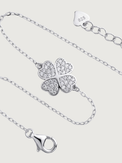 Rear View of Cara Clover Bracelet Adjustable Length 925 Sterling Silver One Size 2.2gms
