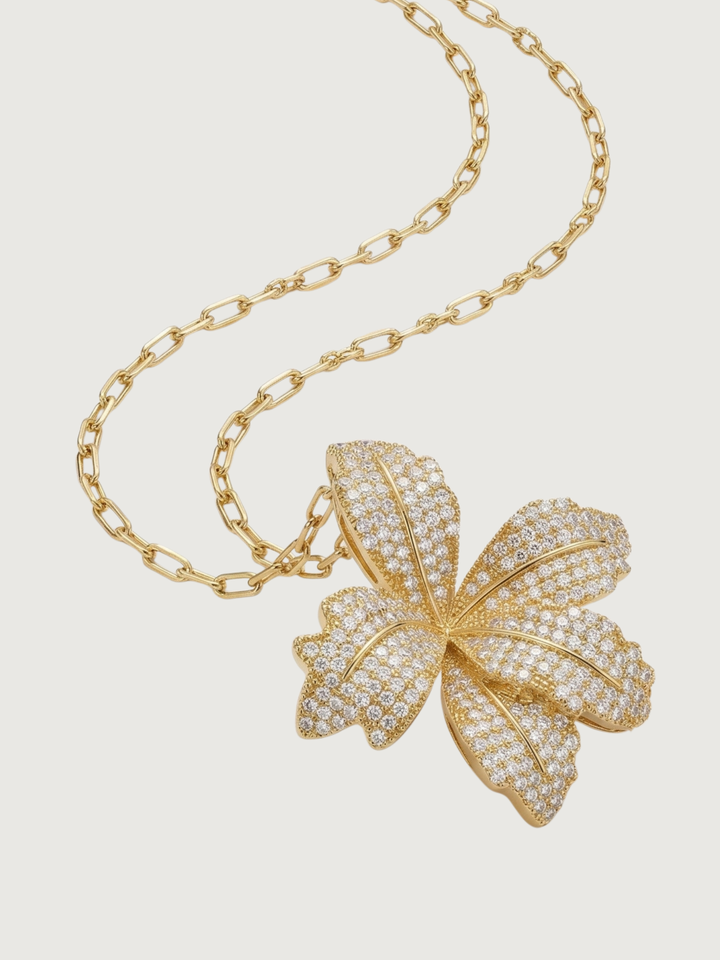 Closeup of Orchid Bloom Brooch in 18k Gold Plated Metal Comfort Fit 18K Brass 925 Sterling Silver One Size