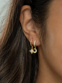 Stella Crescent & Star Earrings closeup on model